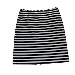 Tahari Arthur Levine Cotton Black & White Striped Pencil Skirt, Lined, Size 12